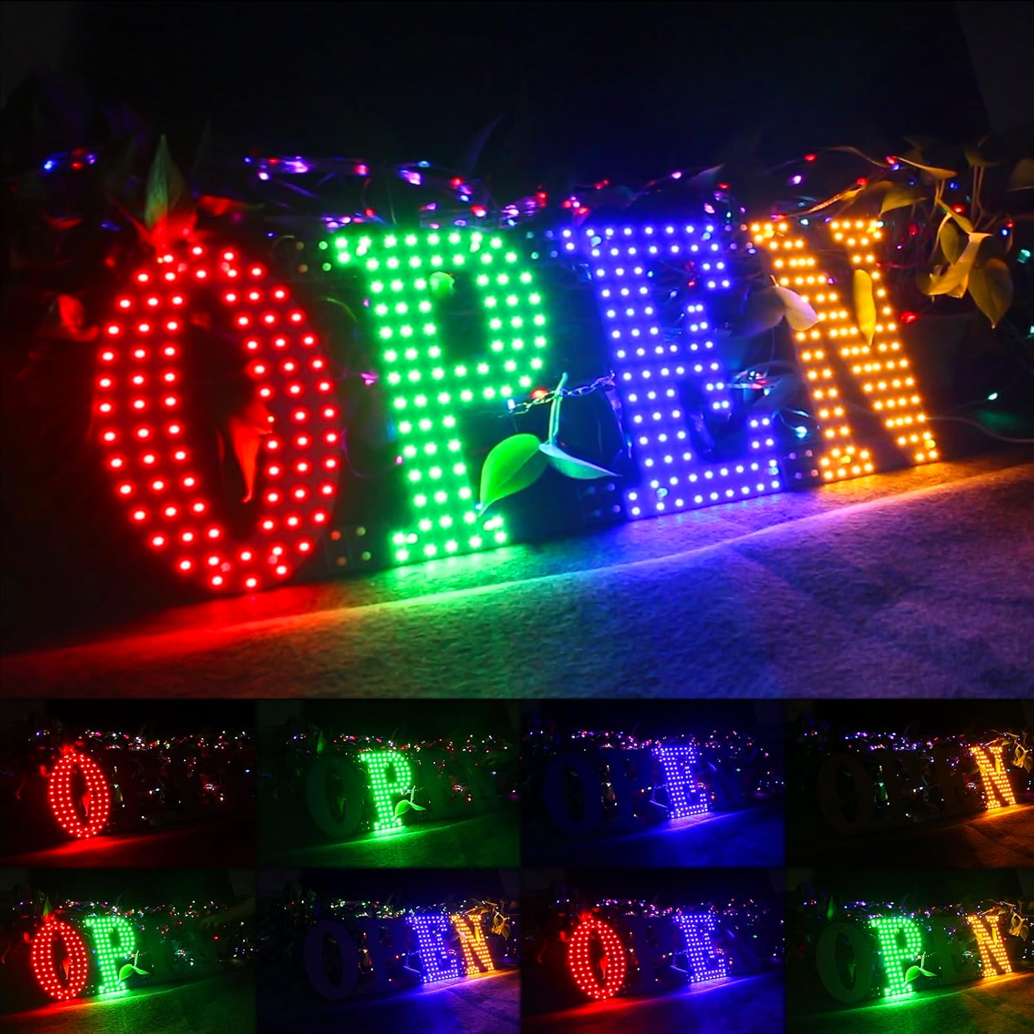 30"L x 10"W Bright LED RGB Open Signs with Hanging Installation