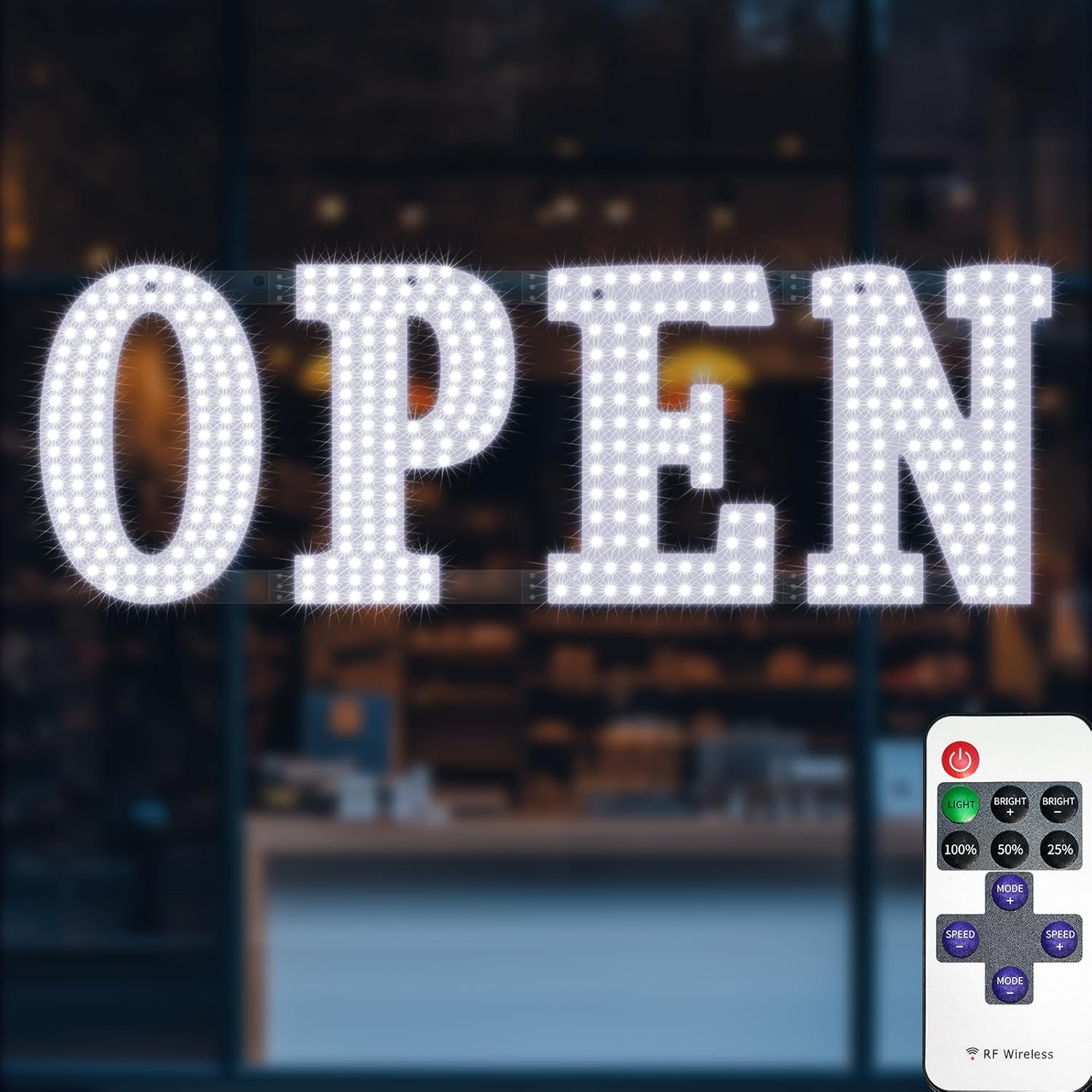 40"L x 14"W Large LED Open Sign with High Bright Visibility