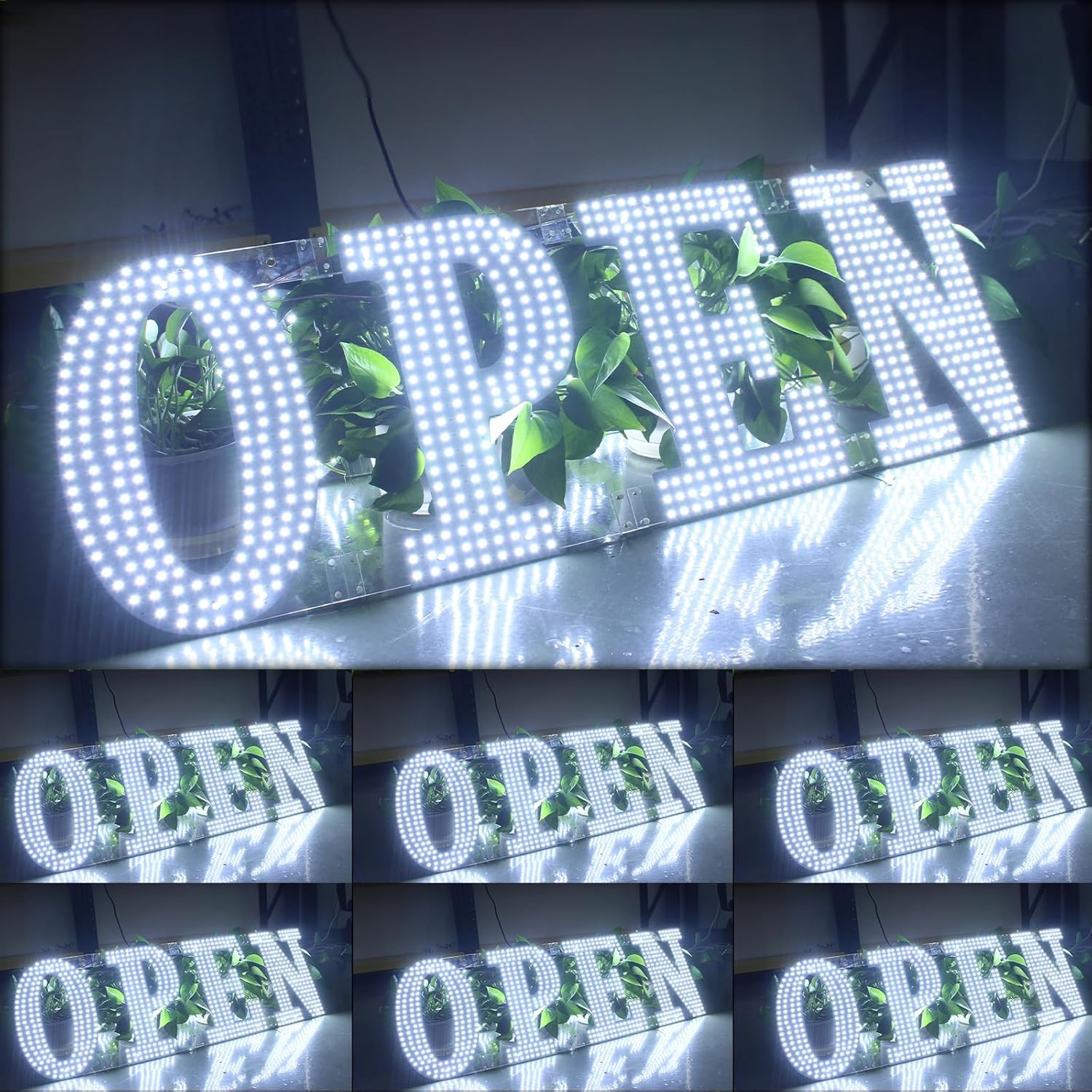 30"x10" Super Bright LED Open Sign for Business Window – Unique White Neon Style Open Sign